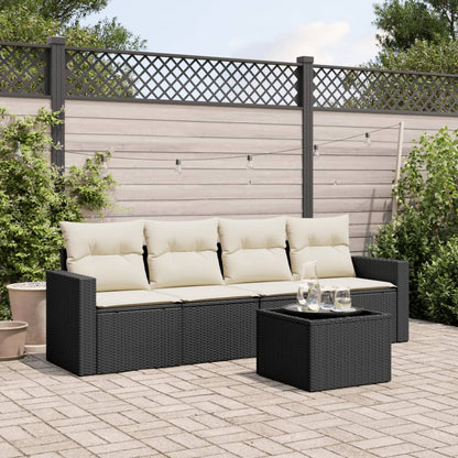 Set Divani da Giardino 5 pz con Cuscini in Polyrattan Nero - homemem39