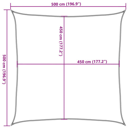 Vela Parasole 160 g/m² Quadrata Grigio Chiaro 5x5 m in HDPE