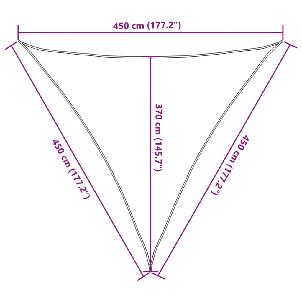 Vela Parasole 160 g/m² Triangolare 4,5x4,5x4,5 m in HDPE | homemem39