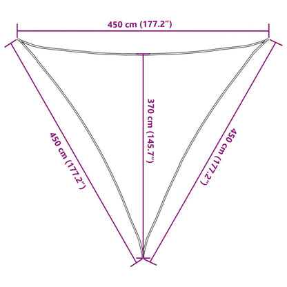 Vela Parasole 160 g/m² Triangolare 4,5x4,5x4,5 m in HDPE | homemem39