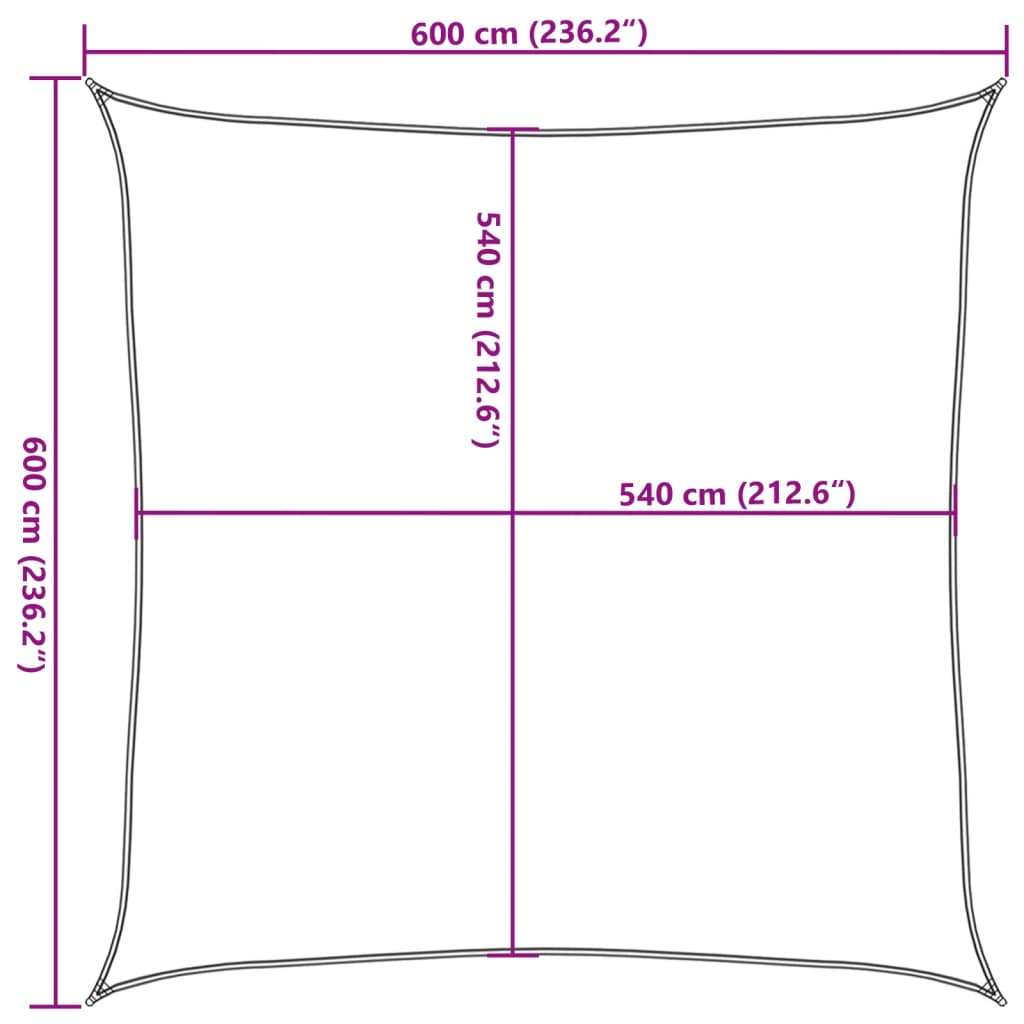 Vela Parasole 160 g/m² Quadrata Sabbia 6x6 m in HDPE | homemem39