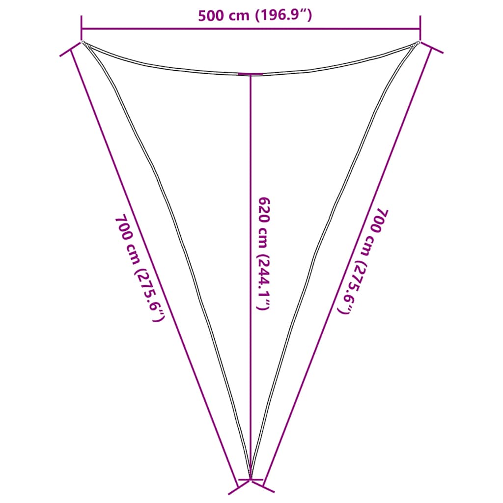 Vela Parasole 160 g/m² Triangolare Sabbia 5x7x7 m in HDPE | homemem39