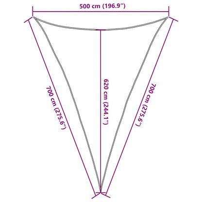 Vela Parasole 160 g/m² Triangolare Sabbia 5x7x7 m in HDPE | homemem39