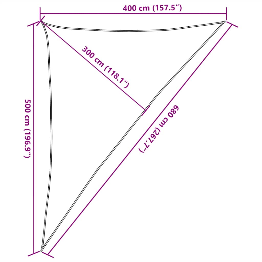 Vela Parasole 160 g/m² Triangolare Sabbia 4x5x6,8 m in HDPE | homemem39