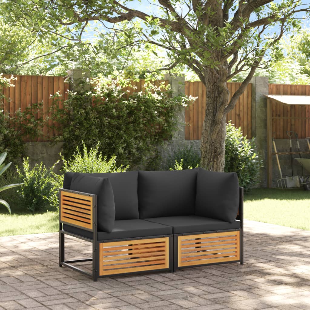 Set Divani da Giardino 2pz con Cuscini Legno Massello di Acacia | homemem39