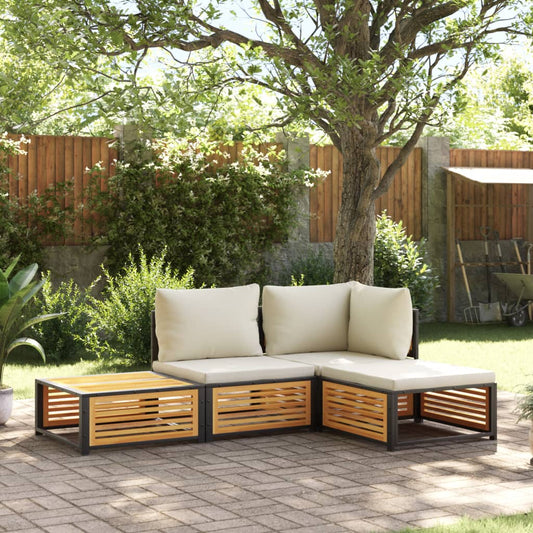 Set Divani da Giardino 4pz con Cuscini Legno Massello di Acacia - homemem39