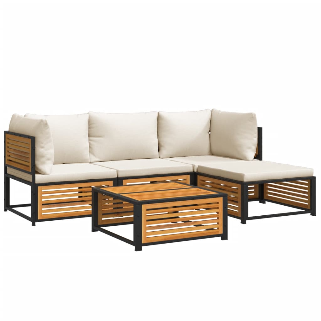 Set Divano da Giardino 5 pz con Cuscini Legno Massello Acacia | homemem39