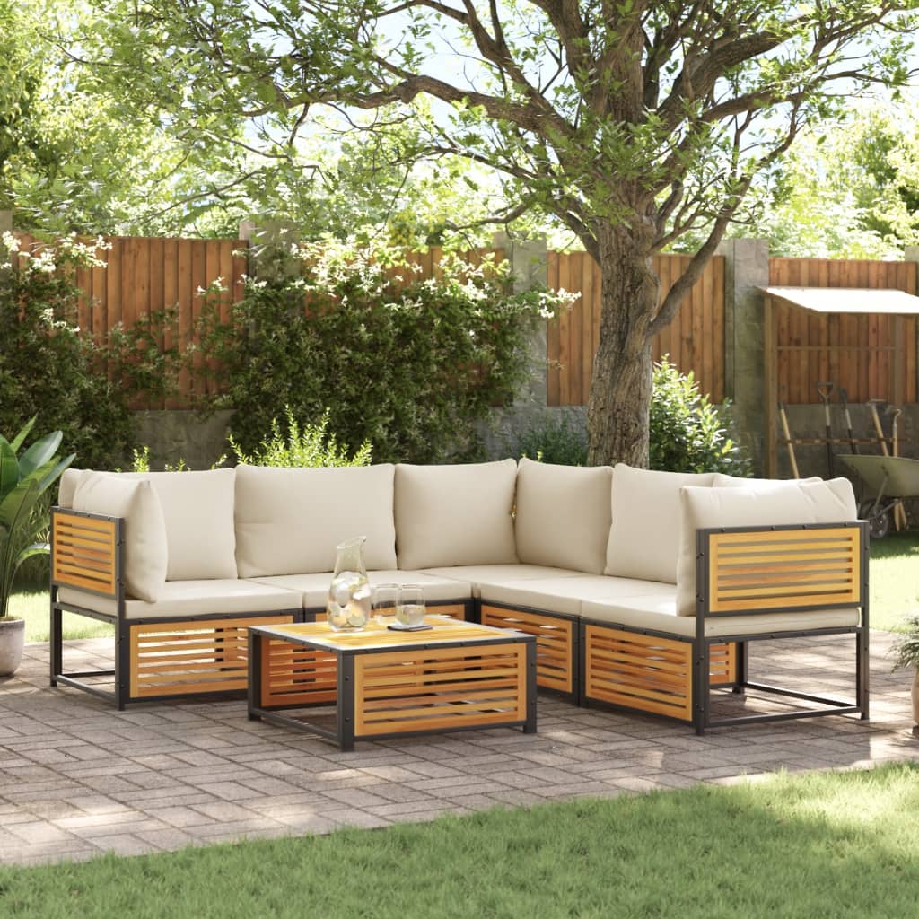 Set Divano da Giardino 6 pz con Cuscini in Massello di Acacia | homemem39