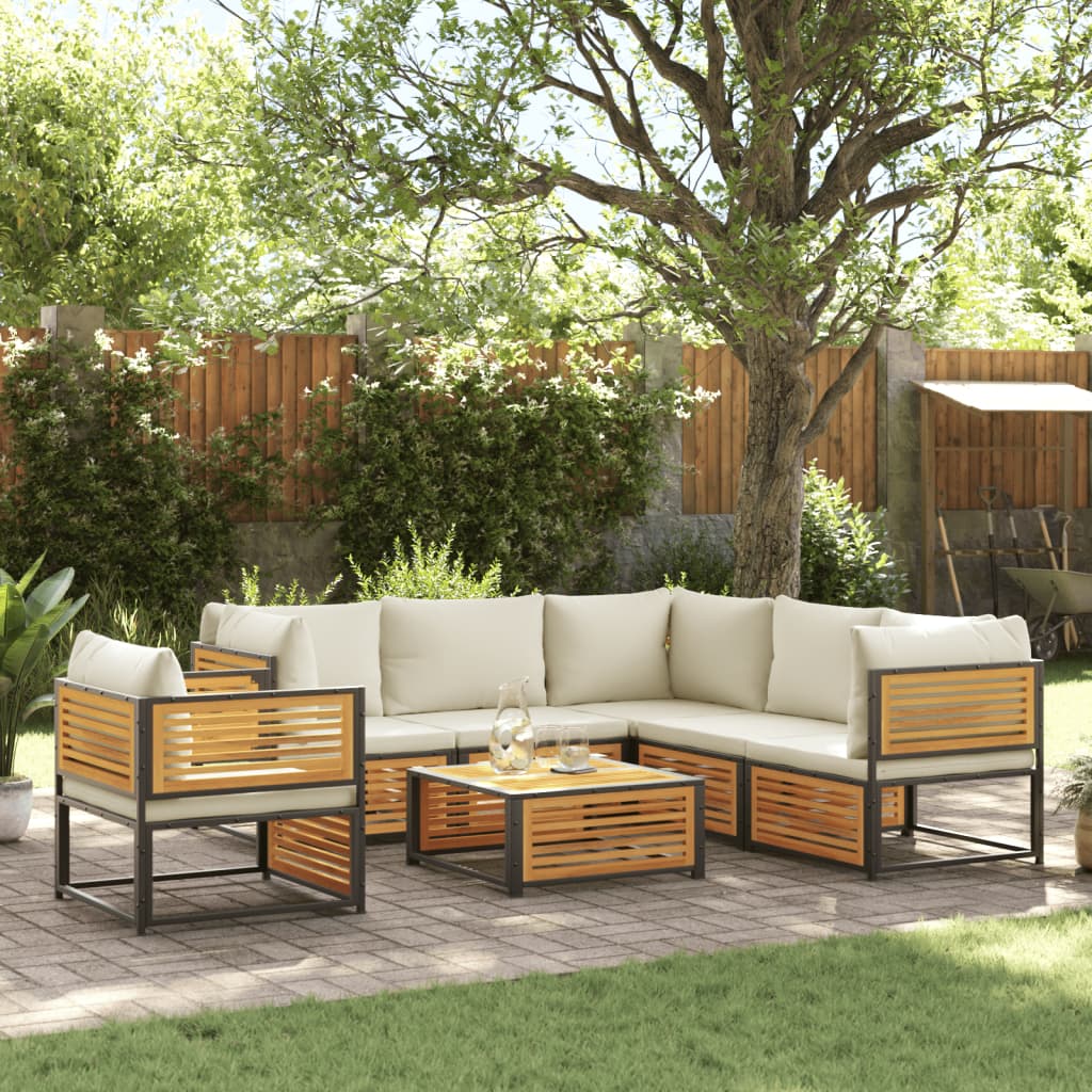 Set Divano da Giardino 7 pz con Cuscini Legno Massello Acacia | homemem39