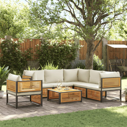 Set Divano da Giardino 7 pz con Cuscini Legno Massello Acacia | homemem39