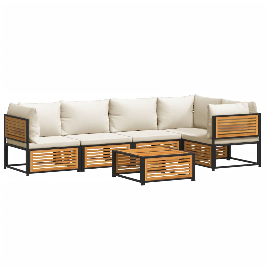 Set Divano da Giardino 6 pz con Cuscini in Massello di Acacia | homemem39