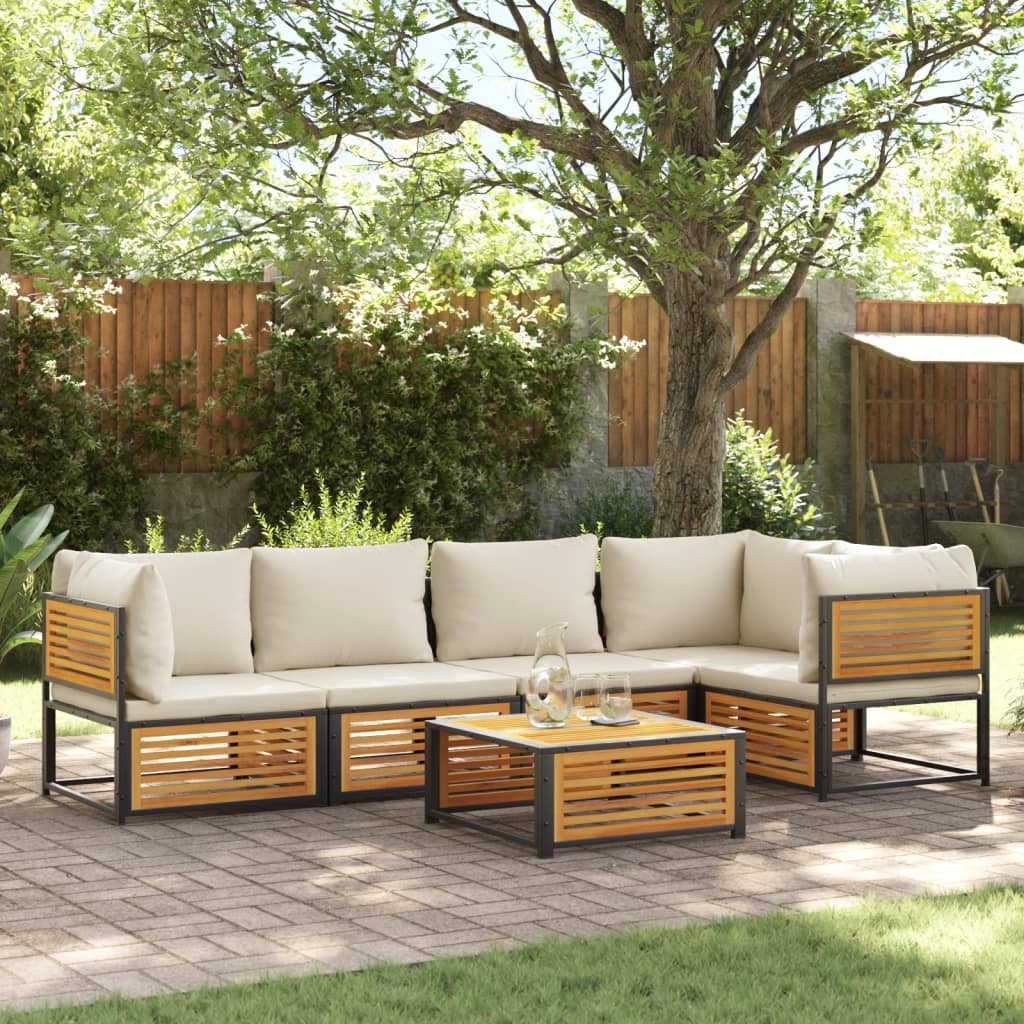 Set Divano da Giardino 6 pz con Cuscini in Massello di Acacia | homemem39