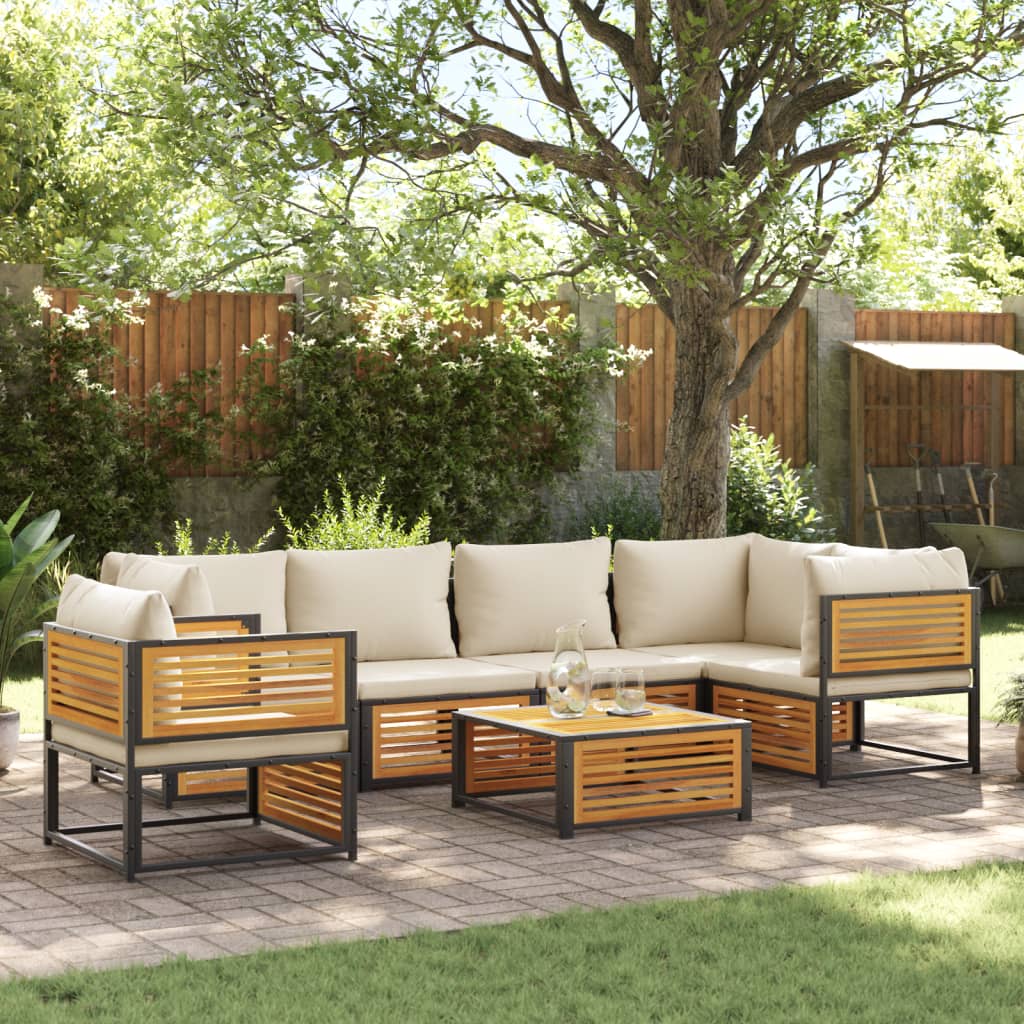 Set Divano da Giardino 7 pz con Cuscini Legno Massello Acacia | homemem39