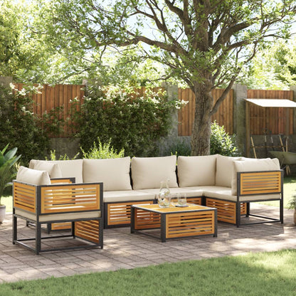 Set Divano da Giardino 7 pz con Cuscini Legno Massello Acacia | homemem39