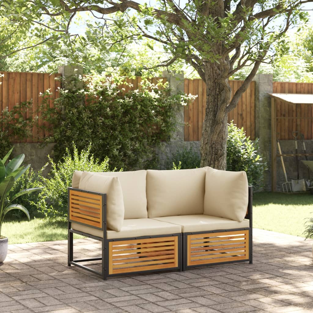Set Divani da Giardino 2pz con Cuscini Legno Massello di Acacia | homemem39