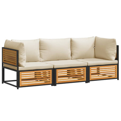 Set Divano da Giardino 3pz con Cuscini Legno Massello di Acacia | homemem39