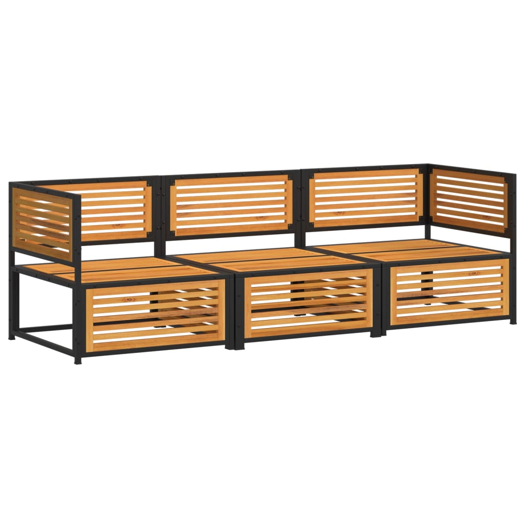 Set Divano da Giardino 3pz con Cuscini Legno Massello di Acacia | homemem39