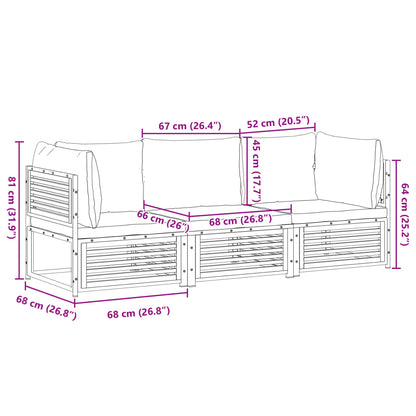 Set Divano da Giardino 3pz con Cuscini Legno Massello di Acacia | homemem39