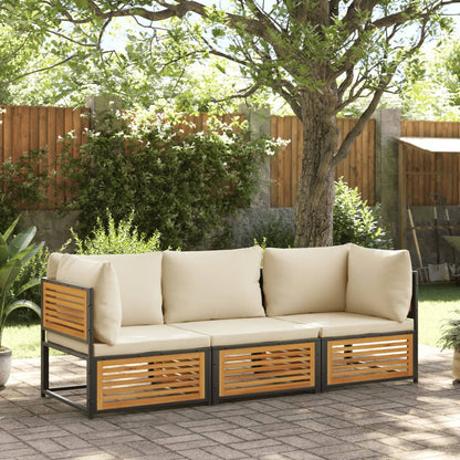 Set Divano da Giardino 3pz con Cuscini Legno Massello di Acacia - homemem39