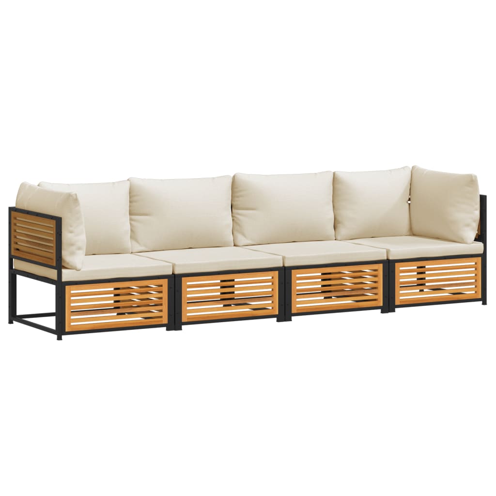 Set Divani da Giardino 4pz con Cuscini Legno Massello di Acacia - homemem39