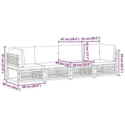 Set Divani da Giardino 4pz con Cuscini Legno Massello di Acacia | homemem39