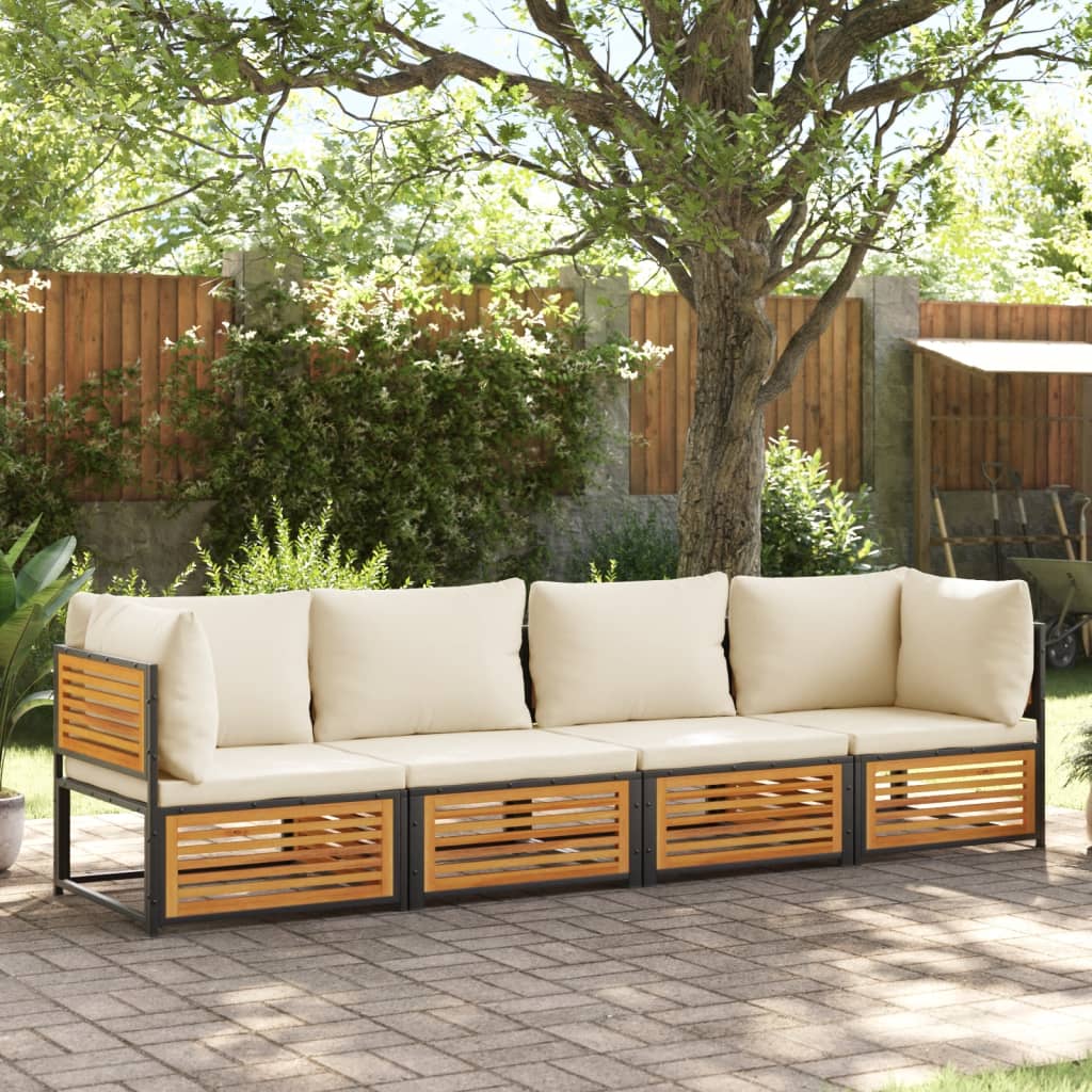 Set Divani da Giardino 4pz con Cuscini Legno Massello di Acacia | homemem39