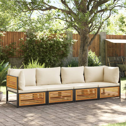 Set Divani da Giardino 4pz con Cuscini Legno Massello di Acacia | homemem39