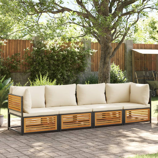 Set Divani da Giardino 4pz con Cuscini Legno Massello di Acacia | homemem39