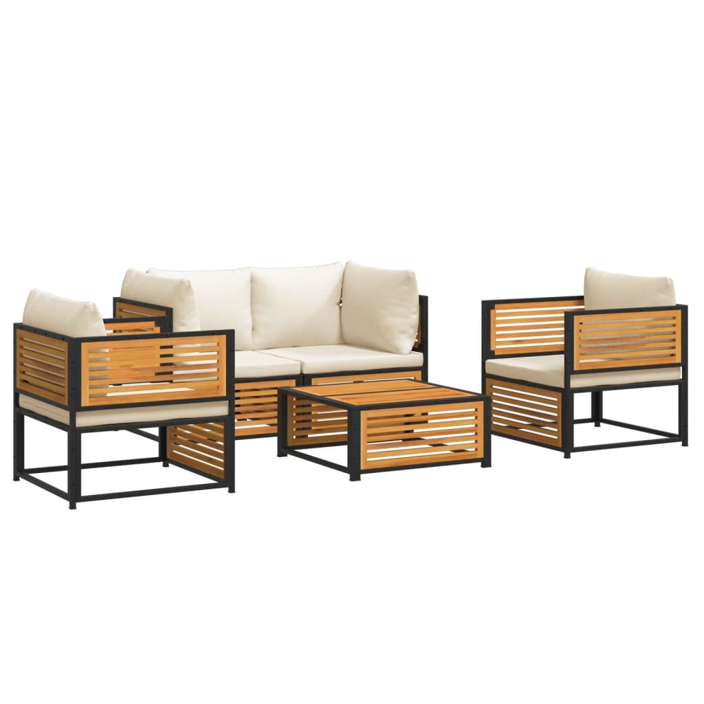 Set Divano da Giardino 5 pz con Cuscini Legno Massello Acacia - homemem39