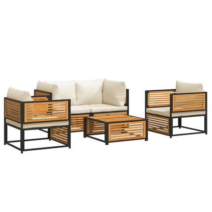 Set Divano da Giardino 5 pz con Cuscini Legno Massello Acacia - homemem39