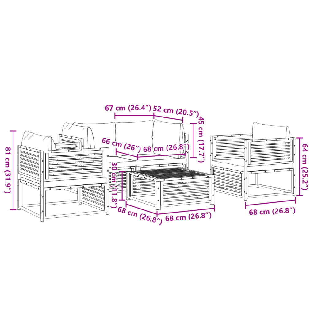 Set Divano da Giardino 5 pz con Cuscini Legno Massello Acacia | homemem39