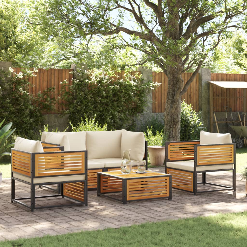 Set Divano da Giardino 5 pz con Cuscini Legno Massello Acacia | homemem39