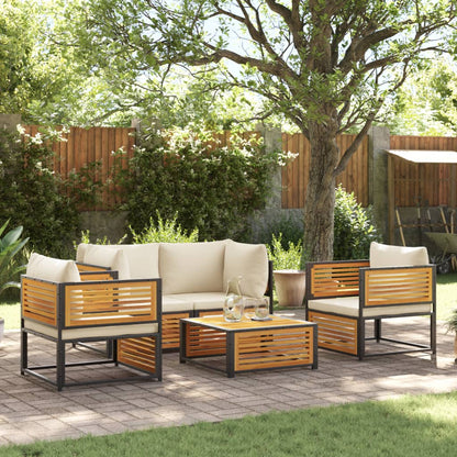 Set Divano da Giardino 5 pz con Cuscini Legno Massello Acacia | homemem39