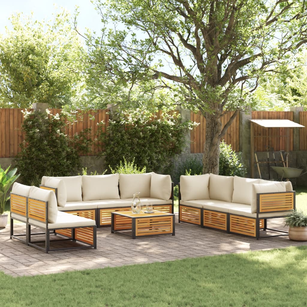 Set Divano Giardino 9 pz con Cuscini Legno Massello di Acacia | homemem39