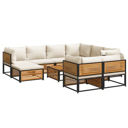 Set Divani da Giardino 10pz con Cuscini Legno Massello Acacia | homemem39