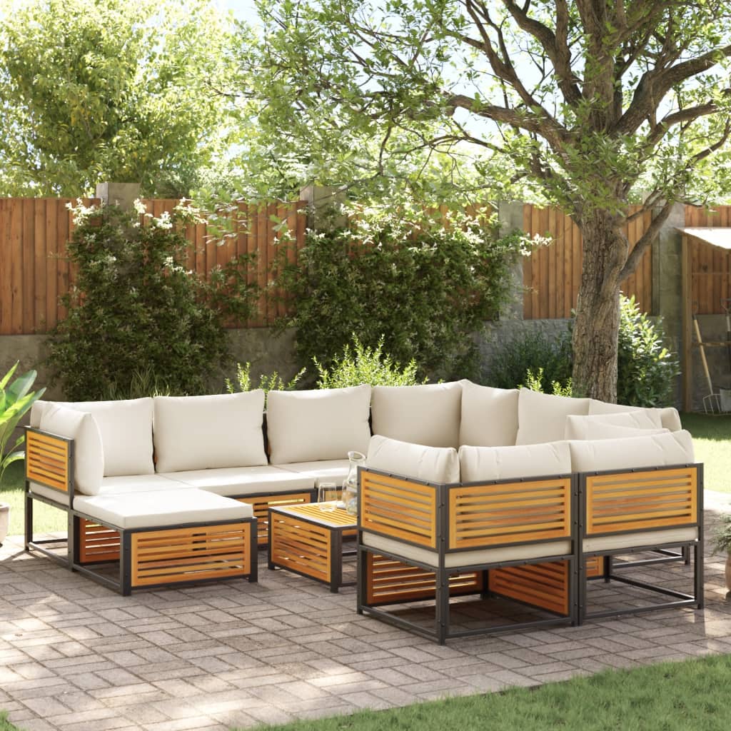 Set Divani da Giardino 10pz con Cuscini Legno Massello Acacia - homemem39