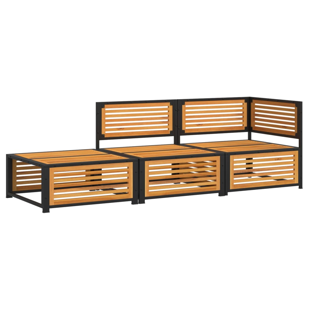 Set Divano da Giardino 3pz con Cuscini Legno Massello di Acacia - homemem39