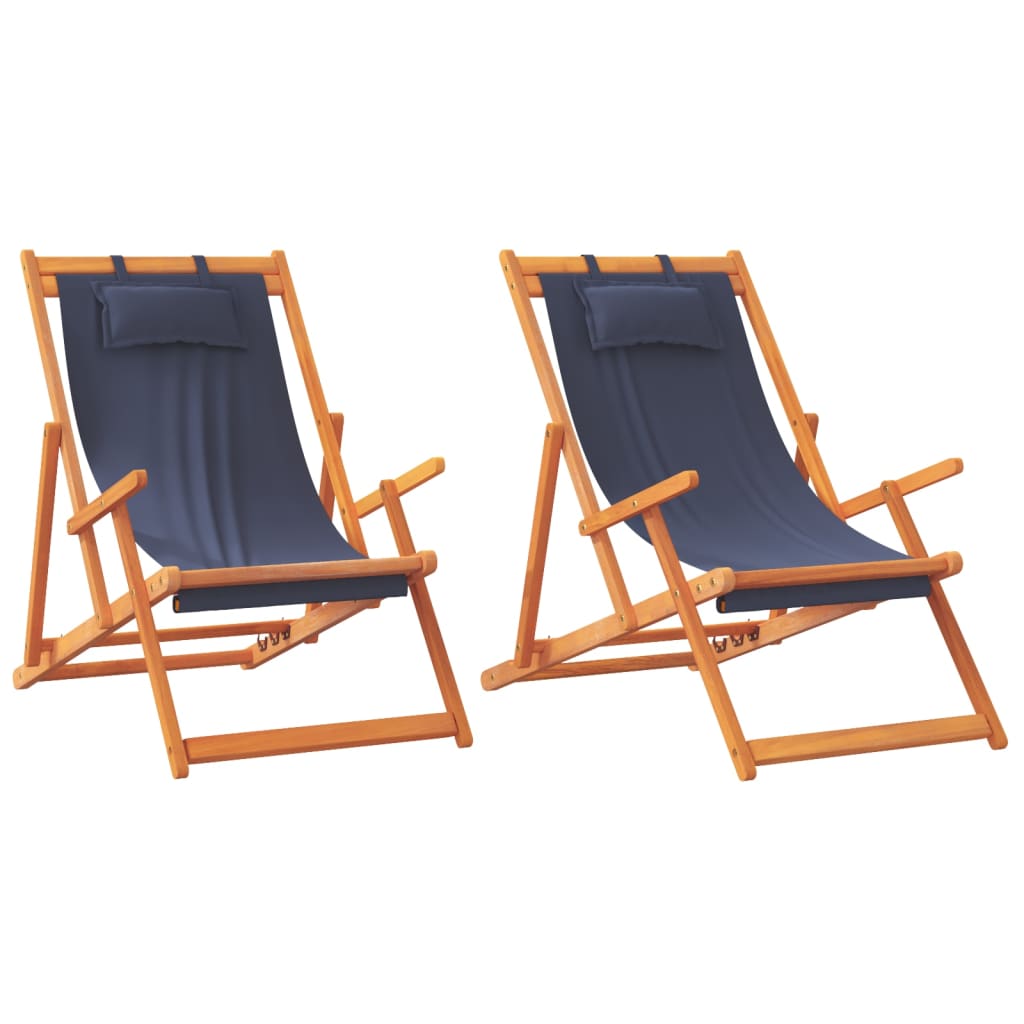 Sedie da Spiaggia Pieghevoli 2 pz in Tessuto Blu | homemem39