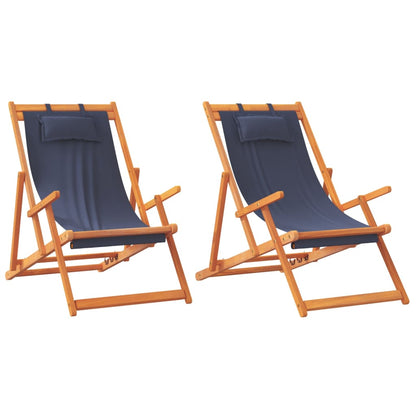 Sedie da Spiaggia Pieghevoli 2 pz in Tessuto Blu | homemem39