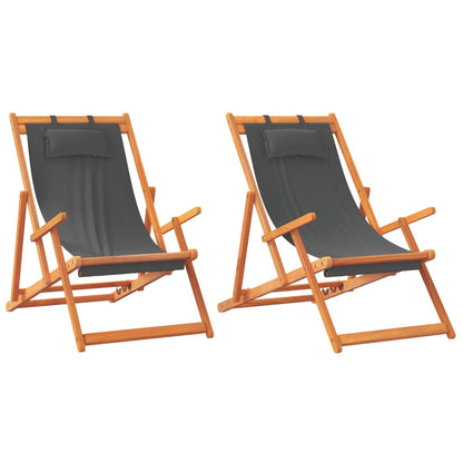 Sedie da Spiaggia Pieghevoli 2 pz in Tessuto Grigio | homemem39