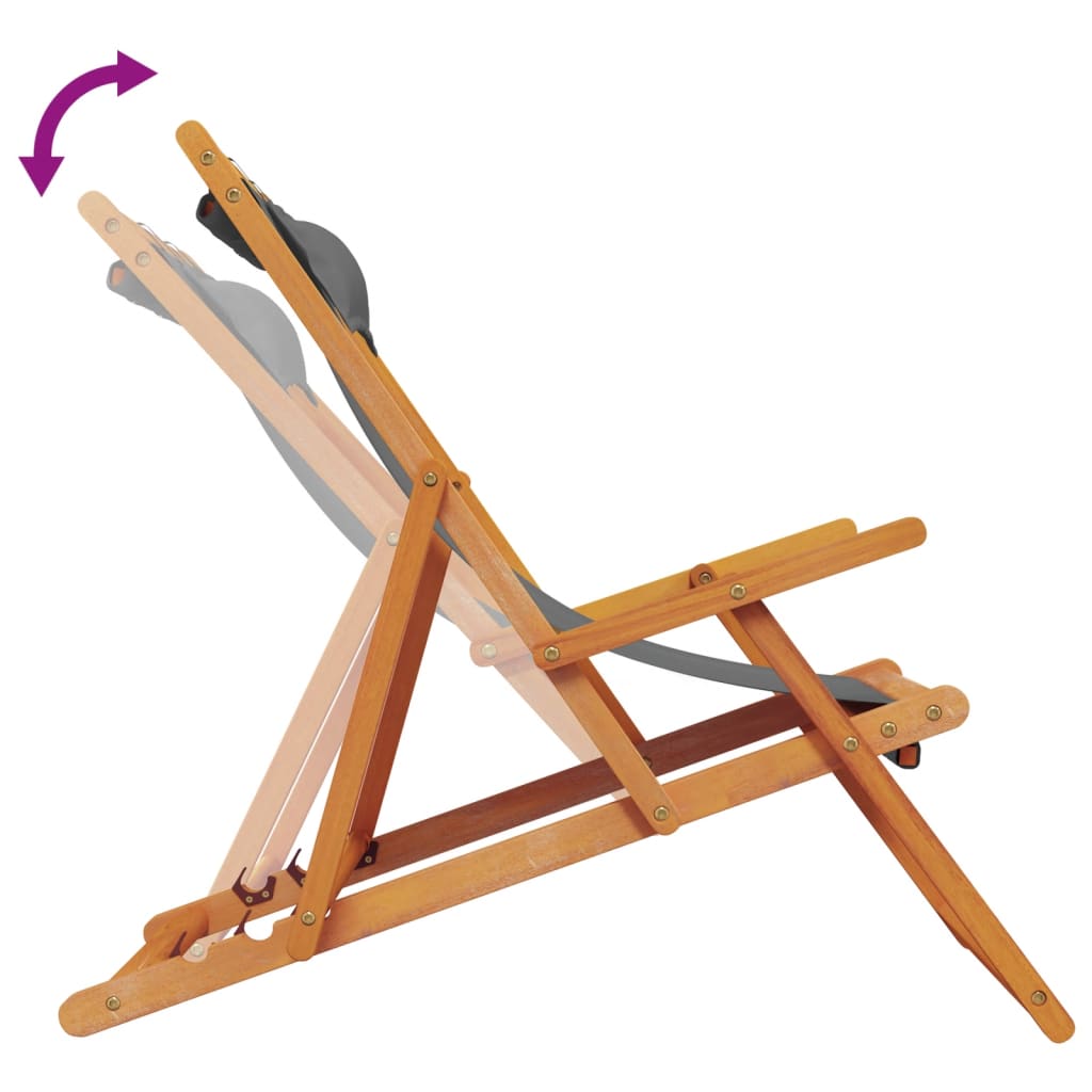 Sedie da Spiaggia Pieghevoli 2 pz in Tessuto Grigio - homemem39