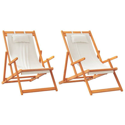 Sedie da Spiaggia Pieghevoli 2 pz Crema in Tessuto | homemem39