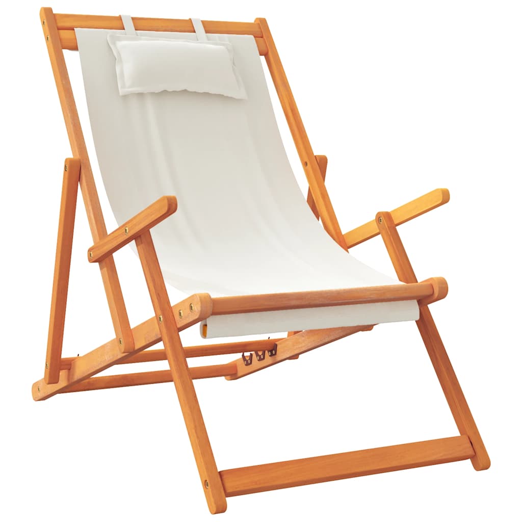 Sedie da Spiaggia Pieghevoli 2 pz Crema in Tessuto | homemem39