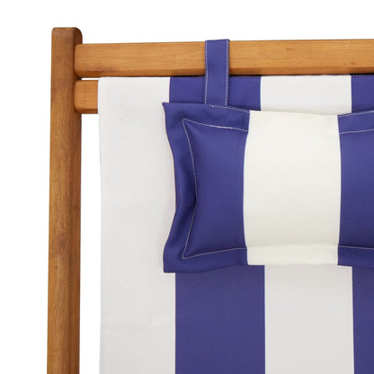 Sedie da Spiaggia Pieghevoli 2 pz Blu e Bianco Tessuto e Legno | homemem39