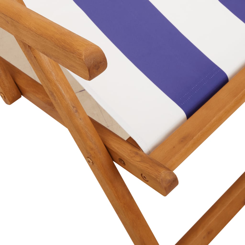 Sedie da Spiaggia Pieghevoli 2 pz Blu e Bianco Tessuto e Legno | homemem39