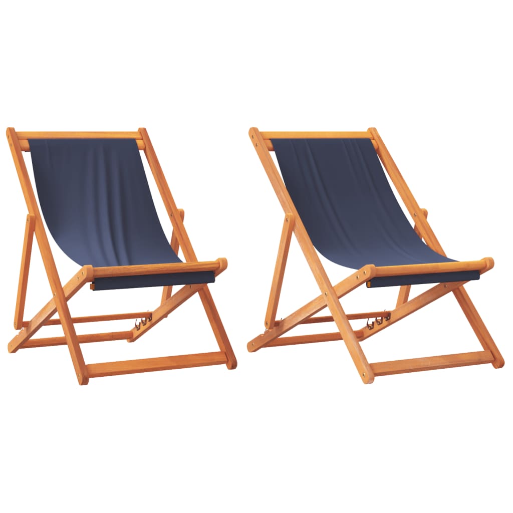 Sedie da Spiaggia Pieghevoli 2 pz in Tessuto Blu | homemem39