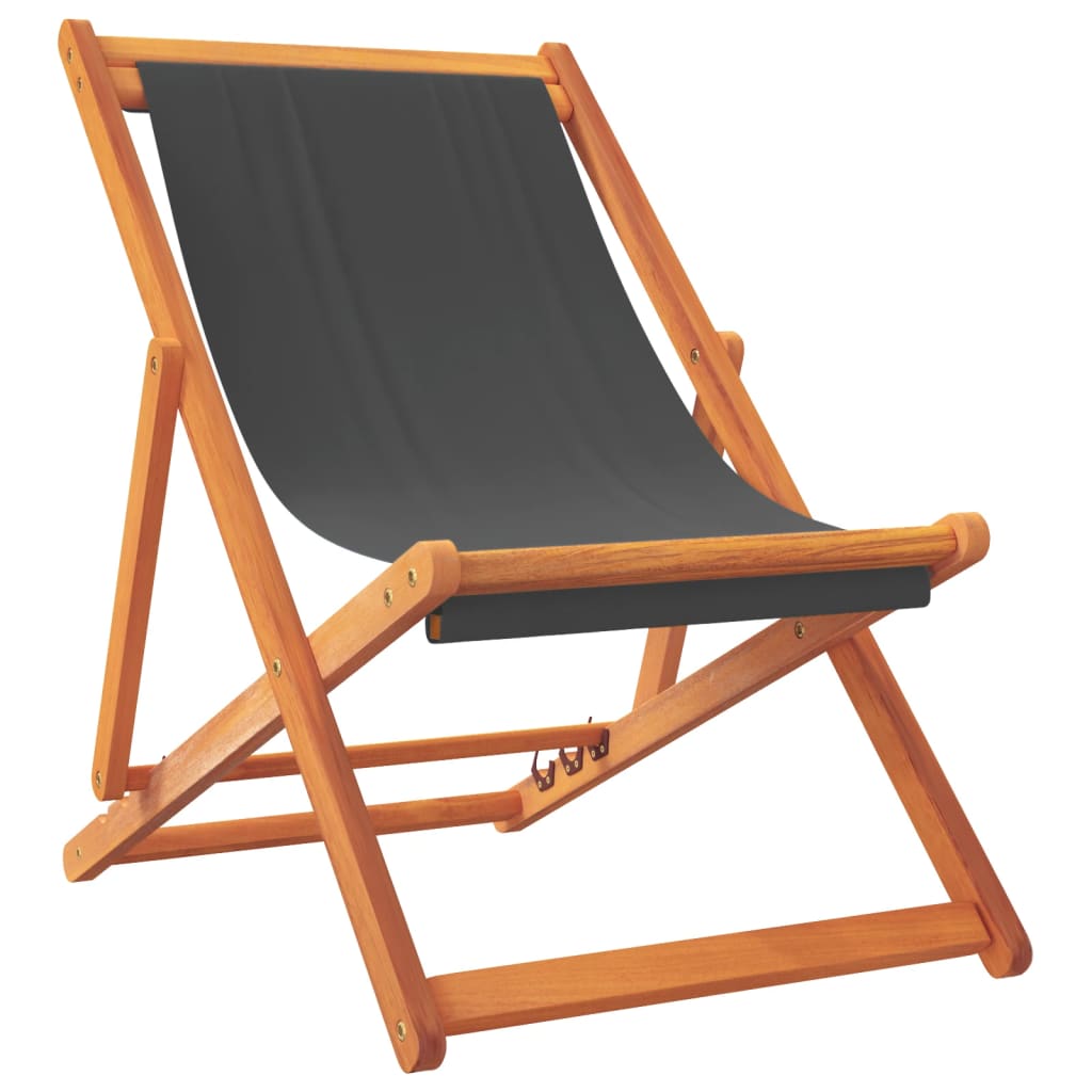Sedie da Spiaggia Pieghevoli 2 pz in Tessuto Grigio | homemem39