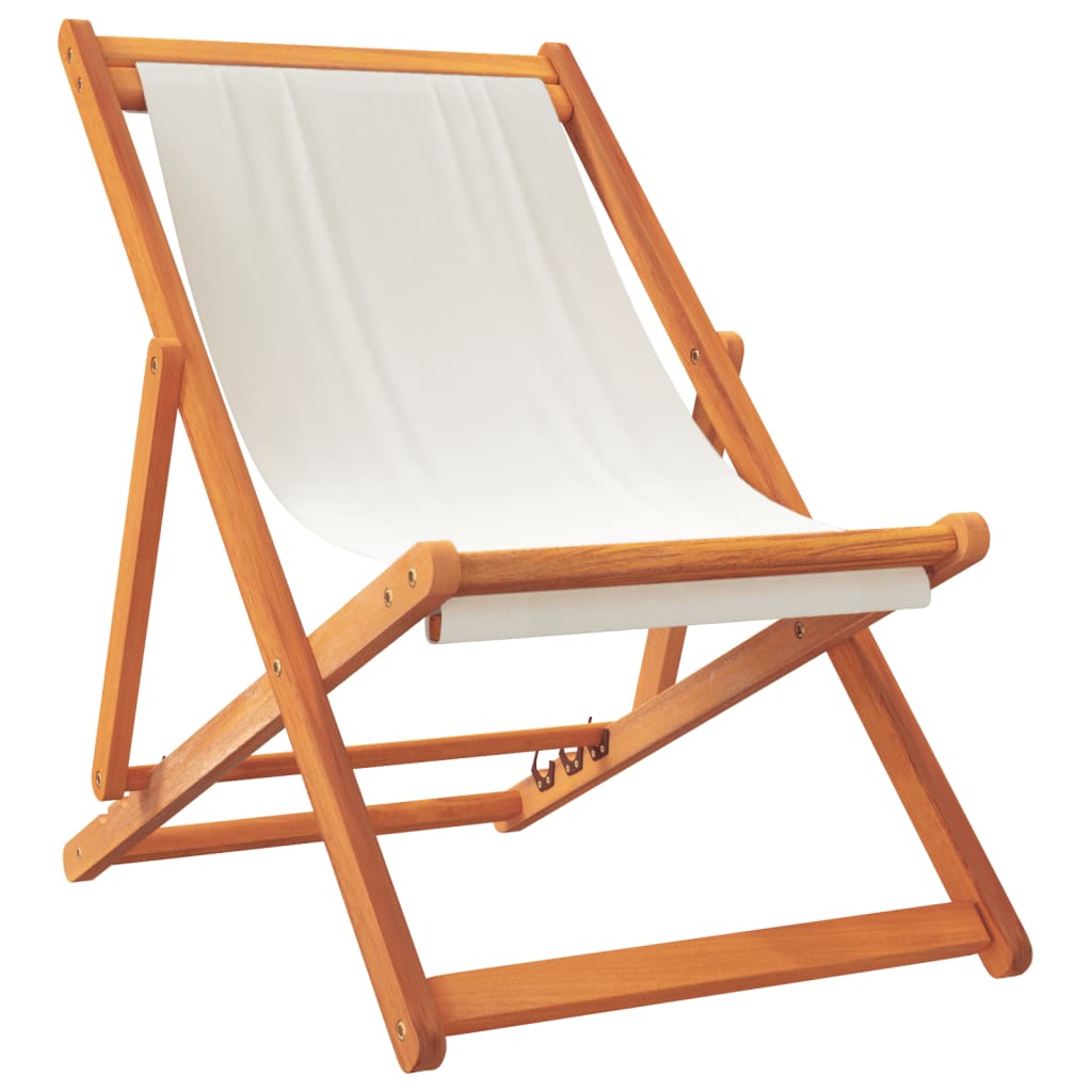 Sedie da Spiaggia Pieghevoli 2 pz Bianco Crema in Tessuto | homemem39