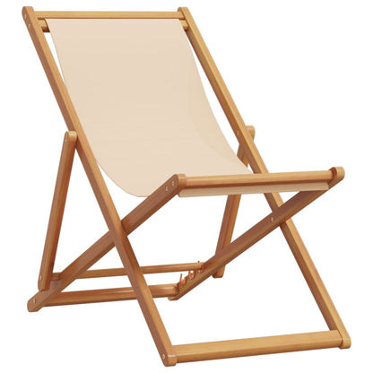 Sedie da Spiaggia Pieghevoli 2 pz Beige in Tessuto e Legno | homemem39