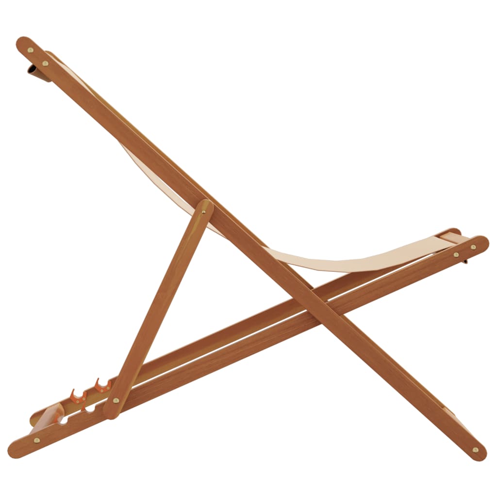 Sedie da Spiaggia Pieghevoli 2 pz Beige in Tessuto e Legno | homemem39